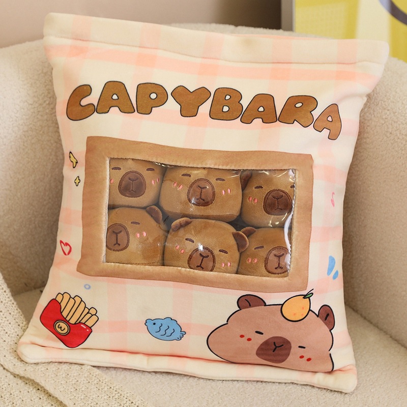 Bocadillos bolsas de regalo Kapibara muñecas de peluche descomprimidas almohada creativa almohada de viento casual bolsas de bocadillos juguetes image 1