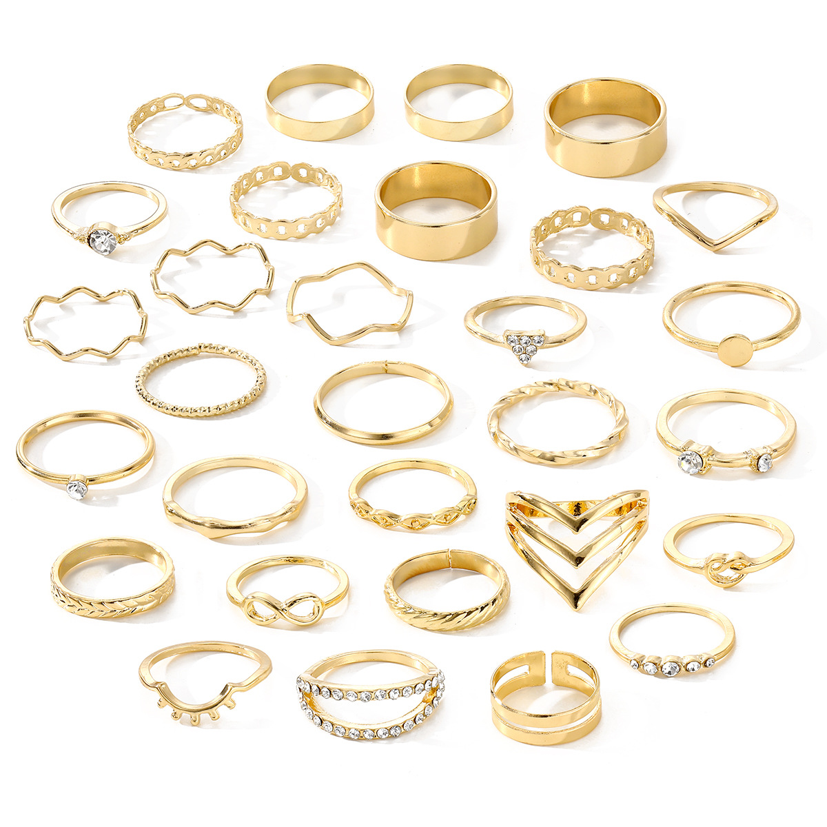 43g Weight Rings Classification 1 Set Quantity Holiday, Daily Occasion Alloy Material Waves, Heart Shape Pattern Women's Gender Plating Design Simple Style, Classic Style Style Simple Style Classic Style Waves Heart Shape Alloy Plating Women's Rings 7