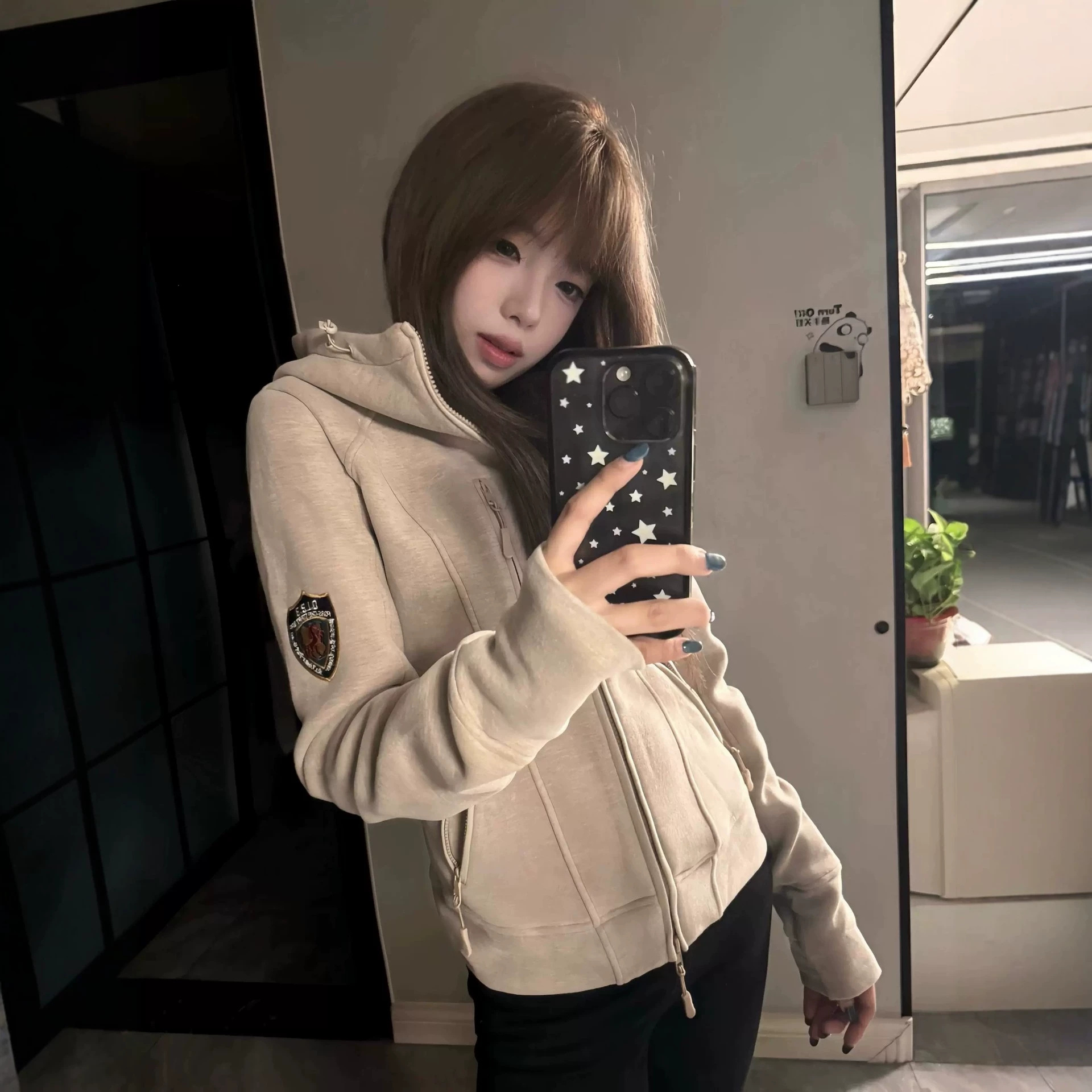 韩版修身显瘦连帽外套女美式复古潮牌户外运动卫衣春季上衣