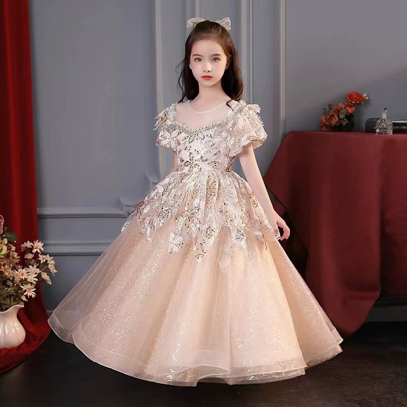 Robe de princesse pour fille en tulle et coton pour spectacles_voghion.com