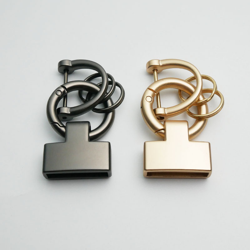 T-shaped keychain accessories zinc alloy metal personalized creative horseshoe buckle spring ring three-piece set manufacturer in stock