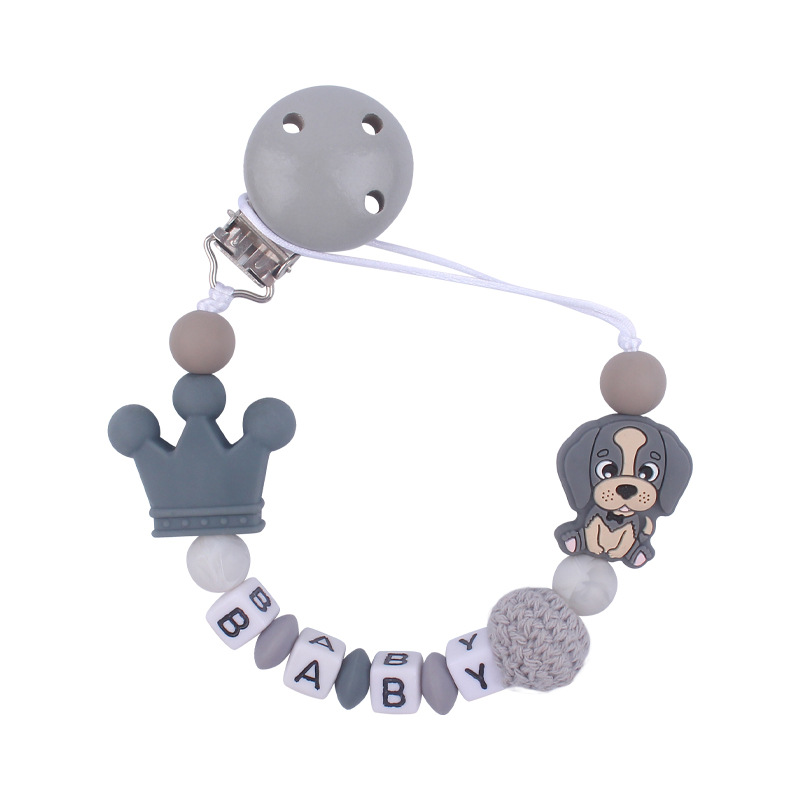 Suministros de bebé de silicona chupete Cadena de dibujos animados animal perro mordedura de silicona molar Cadena de juguete Nuevo