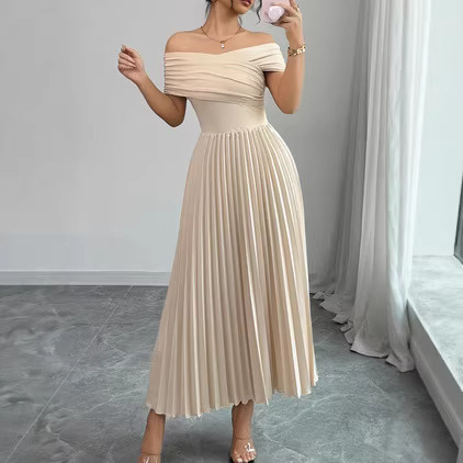 2026 New Women's Off-Shoulder Black Pleated Long Dress Elegant High-Waisted A-Line Long Party Evening Gown 2026 New Women's Off-Shoulder Black Pleated Long Dress Elegant High-Waisted A-Line Long Party Evening Gown