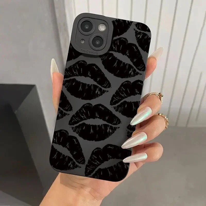 Fashion Brand Lip Print iPhone15promax Phone Case Apple 14 Frosted 13 Drop-resistant 12 All-inclusive Silicone 11