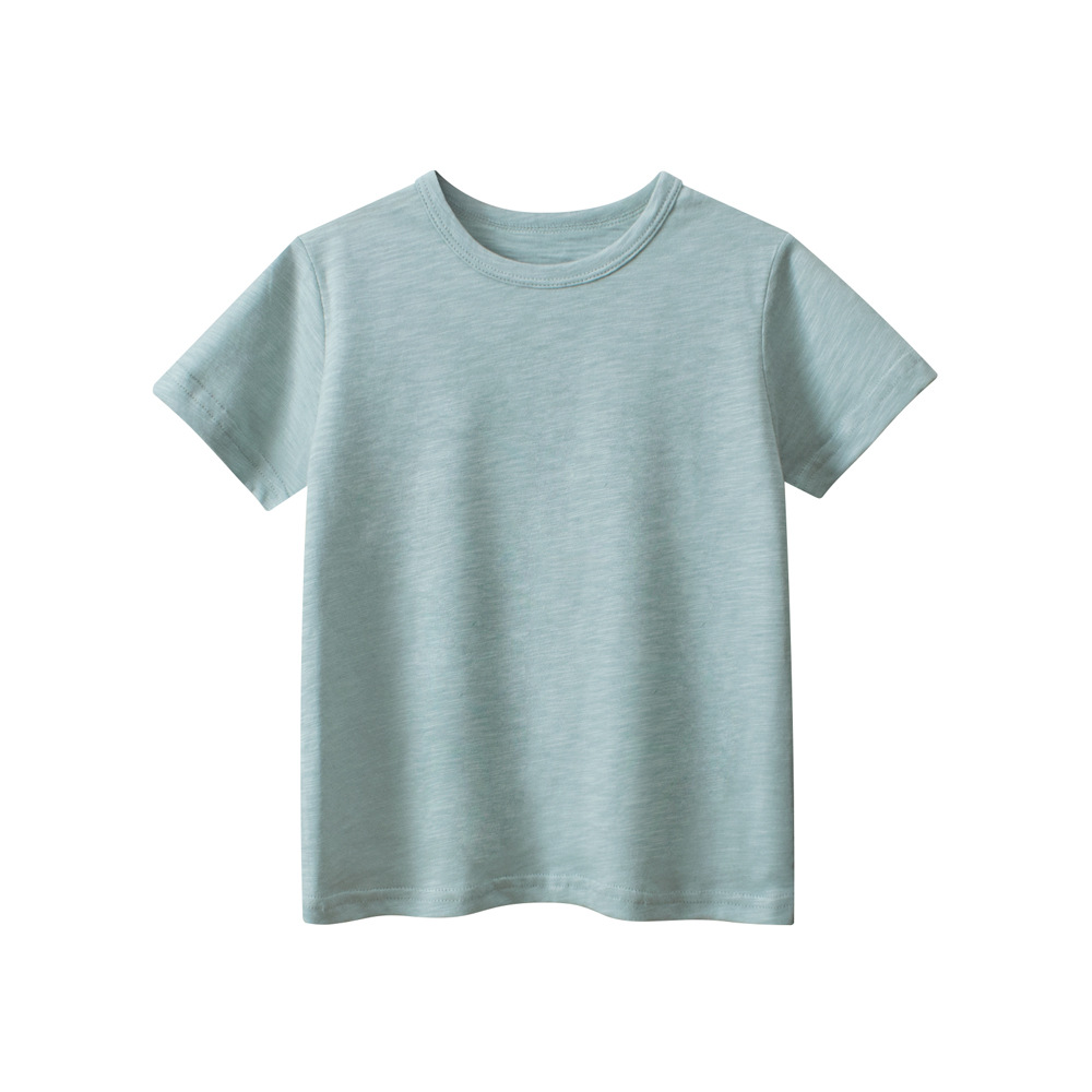 27 niños transfronterizos ropa para niños de primera mano suministro de verano Camiseta de manga corta para niños ropa de niños de bambú color sólido al por mayor