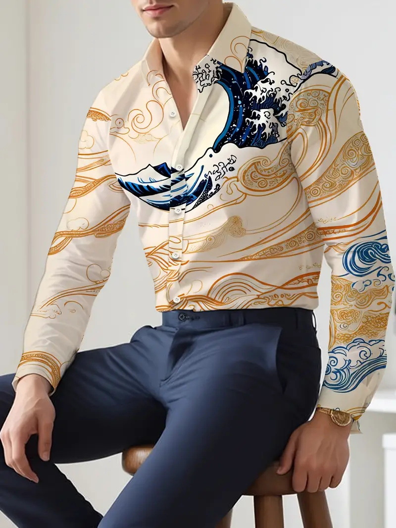 Productos europeos American Cross-border 2025 nueva tendencia de la moda casual de alta calidad cool guapo camisa de manga larga MB12