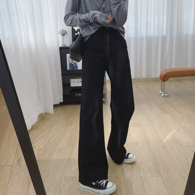 四面弹高腰显瘦阔腿裤女秋季长裤25新款宽松直筒牛仔裤秋G083018|undefined