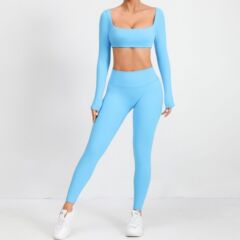 欧米の冬の裸感ガードルのヨガ服セット