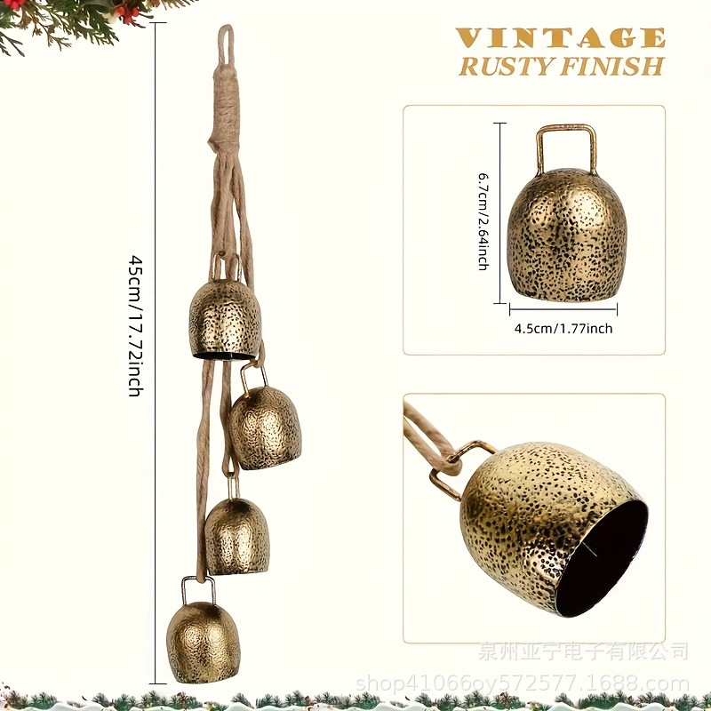 Amazon's new set of Christmas bells, 3-piece vintage handmade Christmas hanging bells with a distressed metal finish