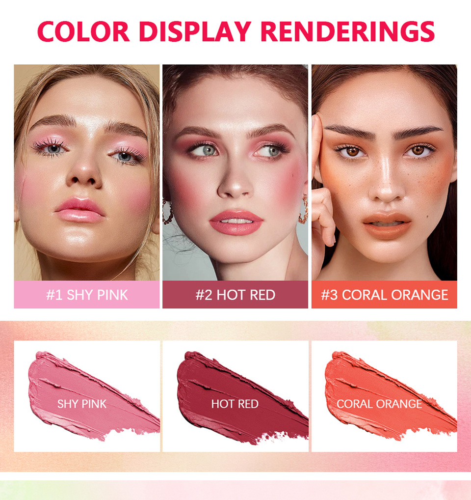 ibcccndc Three-dimensional Blush Cream Red Pink Natural Smooth Blush Blush Apply Blush Application Scenario