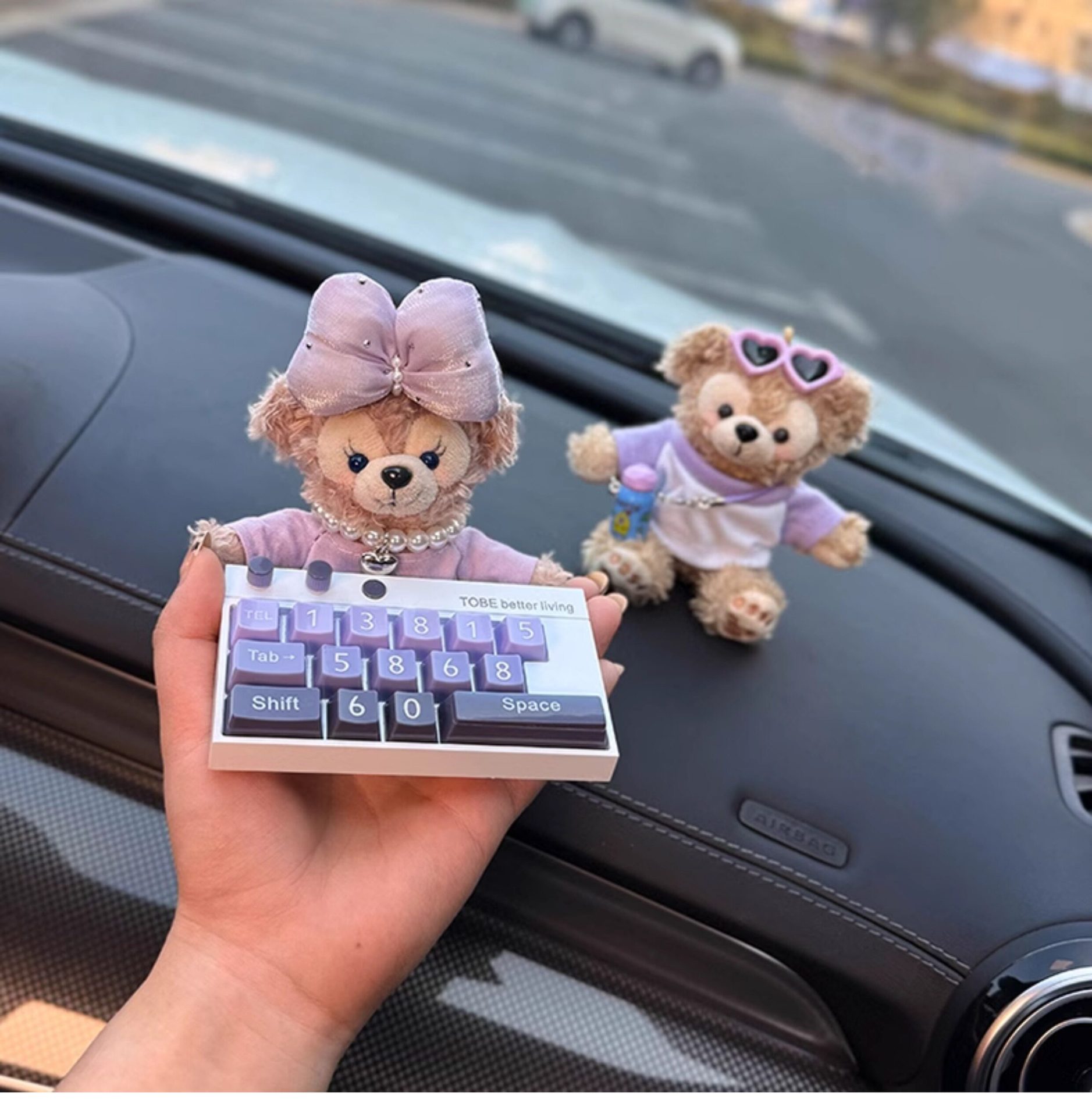 High-End Purple Color Temporary Parking Sign, Cute Shirley Rose Moving Car Number Plate, Multifunctional Car Interior Decoration