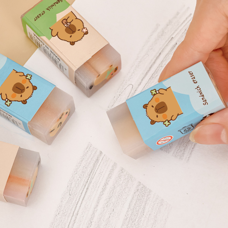 カピバラ消しゴム かわいいカピバラクリップ消しゴム 小学生向け文具ギフト 矯正消しゴム|undefined