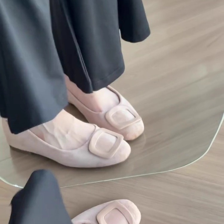 羊皮版~百搭圆头浅口单鞋女2025新款真皮软底舒适平底小皮鞋|undefined