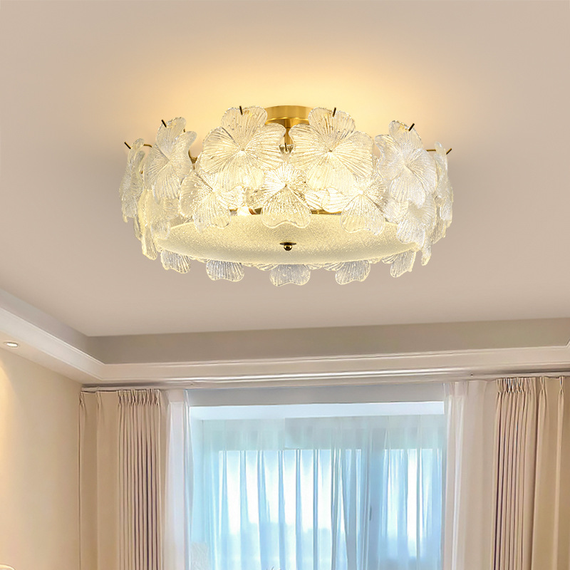 [Seleccionado cuidadosamente] Lámpara de techo francesa, luz de lujo, lámpara de dormitorio de cristal, sala de estudio atmosférica, dormitorio principal, lámpara Zhongshan 413L
