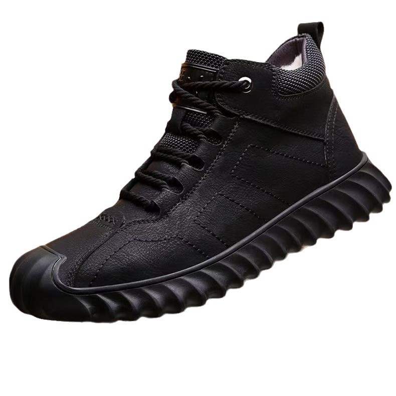 Spot invierno práctico nuevo estilo zapatos de algodón para hombres más botas de algodón altas cálidas de terciopelo botas de nieve zapatos de papá botas Martin