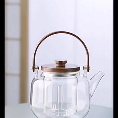 Wholesale high borosilicate glass lifting beam walnut wood high temperature resistant steaming integrated teapot glass teapot
