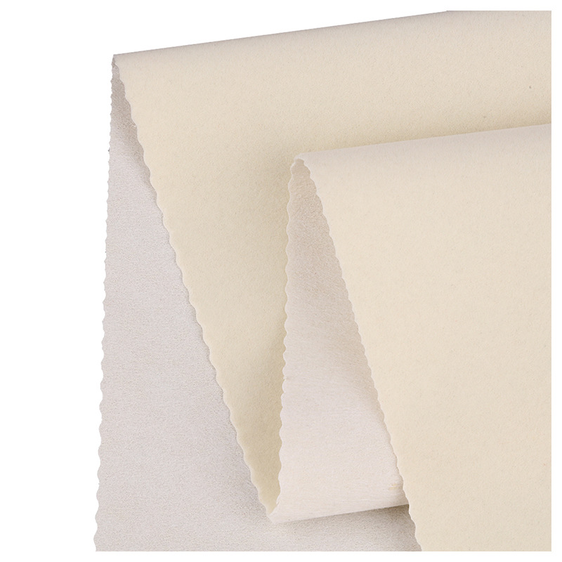 现货米黄色水刺底长毛绒布植绒布用于戒指托盘眼镜盒内衬绒感暖绒