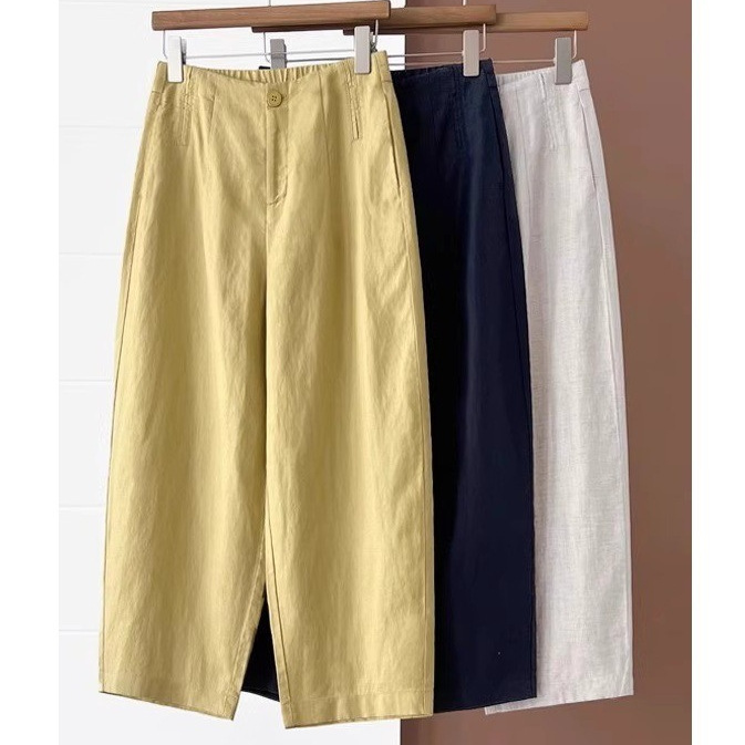 Tencel Linen Casual Balloon Pants Women's Summer New Large Size Small People Loose Nine-Point High Waist Ice Silk Harem Pants