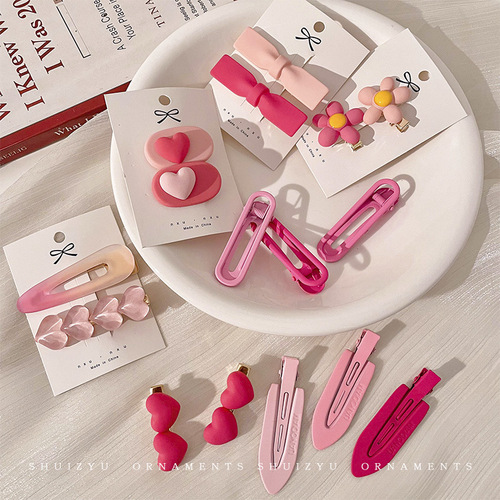 Pink hair clip for girls, cute broken hair bangs clip, baby does not hurt the hair clip, little girl duckbill clip headdress