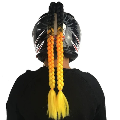 Wig Accessories, Suction Cup Helmet — Motosiklet dəbilqələri - black-orange