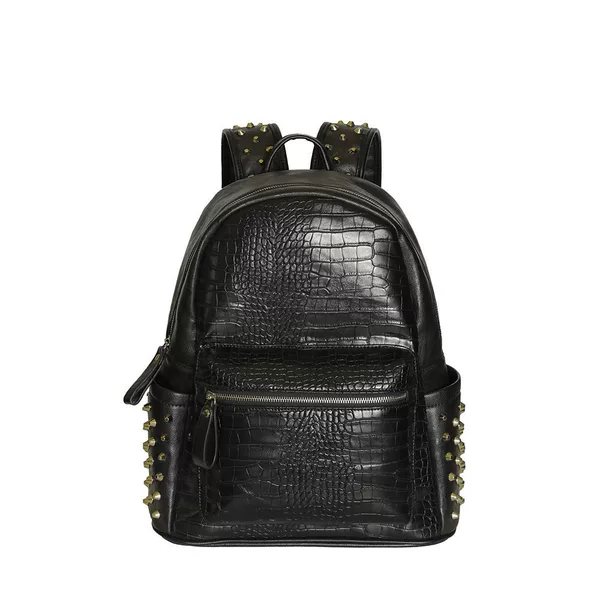 Korean Crocodile Stud Backpack 2024 New Fashion Fashion Computer Bag Large Capacity Student Schoolbag Wholesale