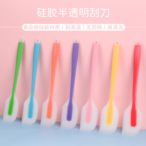 One-piece silicone spatula kitchen semi-transparent spatula high-temperature resistant baking tool bread cake cream spreader