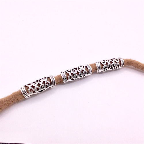 Jewelry accessories Tibetan silver retro alloy hollow large hole elbow wig headdress long bead bracelet necklace casing