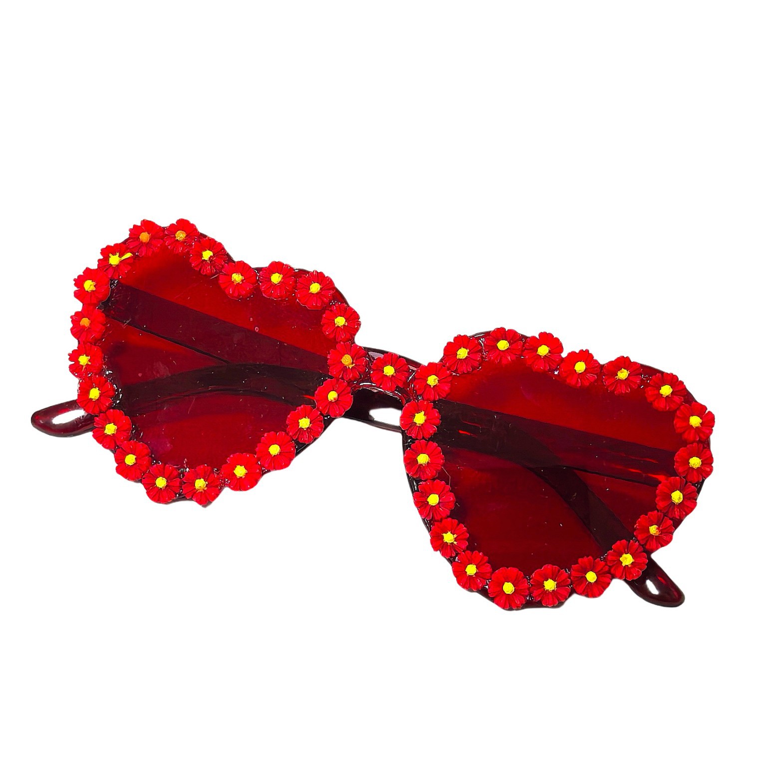 2025 New Love Daisy Sunglasses Heart-Shaped Glasses Creative and Fun Multi-Color Optional Women's Sunglasses Wholesale Foreign Trade