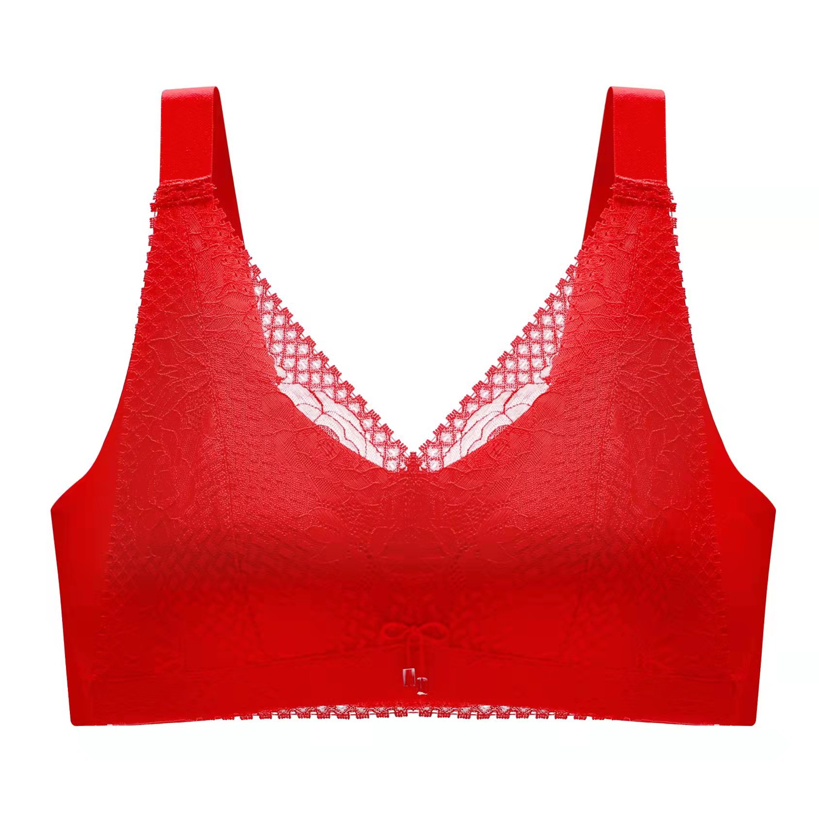 A26 Tailandia ropa interior de mantenimiento de látex de las mujeres profundo V encaje sin costuras sujetador inalámbrico sujetador de recolección de mama