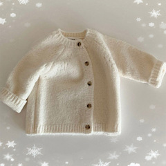 Korean Version Ins Baby Leisure Sweater Autumn/Winter Kids' Coat Baby Round Neck Containing Wool Fashion Knit Cardigan