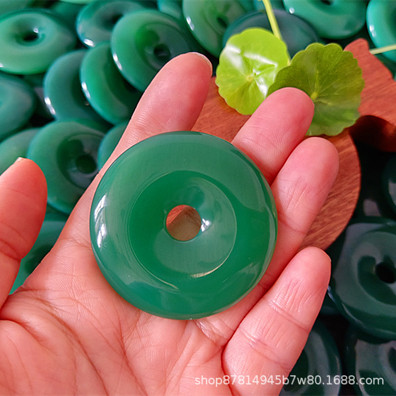 부티크 그린 chalcedony 안전 버클 벌거 벗은 펜던트 (직경 약 50mm)