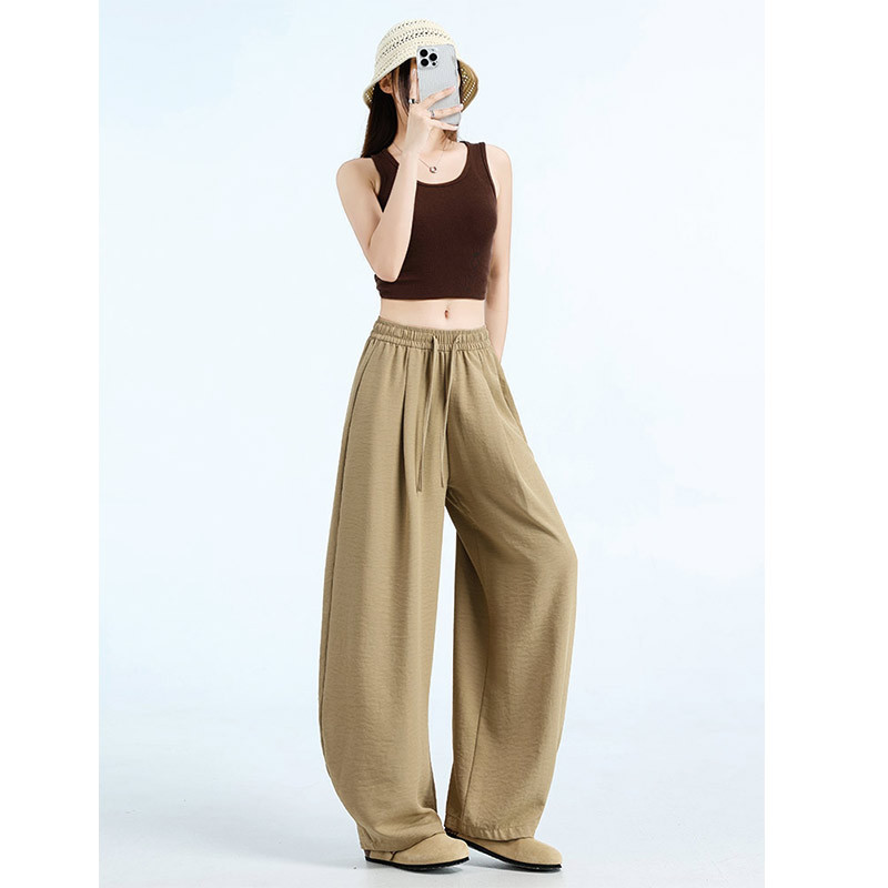 Ice Silk Milk Silk Curved Hem Pants for Women, Summer Thin Style, Loose and Relaxed Old Money Style, Quick-Dry Wide-Leg Pants Ice Silk Milk Silk Curved Hem Pants for Women, Summer Thin Style, Loose and Relaxed Old Money Style, Quick-Dry Wide-Leg Pants