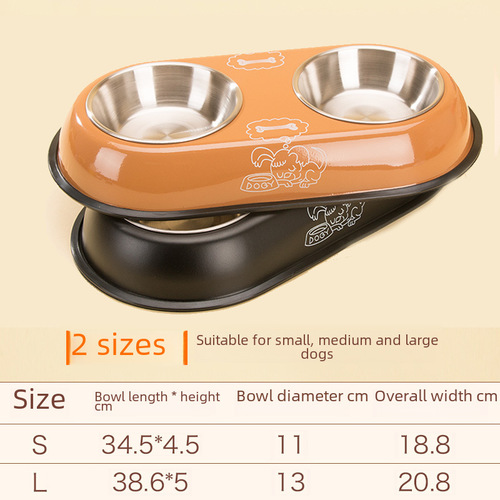 New Cartoon Pet Stainless Steel Dog Bowl Double Bowl Dog Cat Food Bowl Cat Bowl Teddy Drinking Water Pet Dog Supplies
