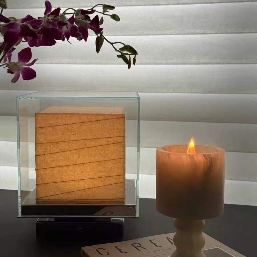 Ji Yutang Square Paper Table Lamp Italian Designer Wireless Charging Study Bedroom Bedside Lamp Glass Small Table Lamp