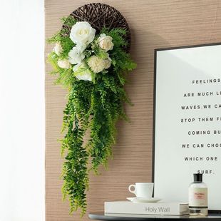 Forest Pastoral Artificial Rose Wall Hanging Decoration Fake Green Plant Vine Feeling Indoor Balcony Beautification Renovation