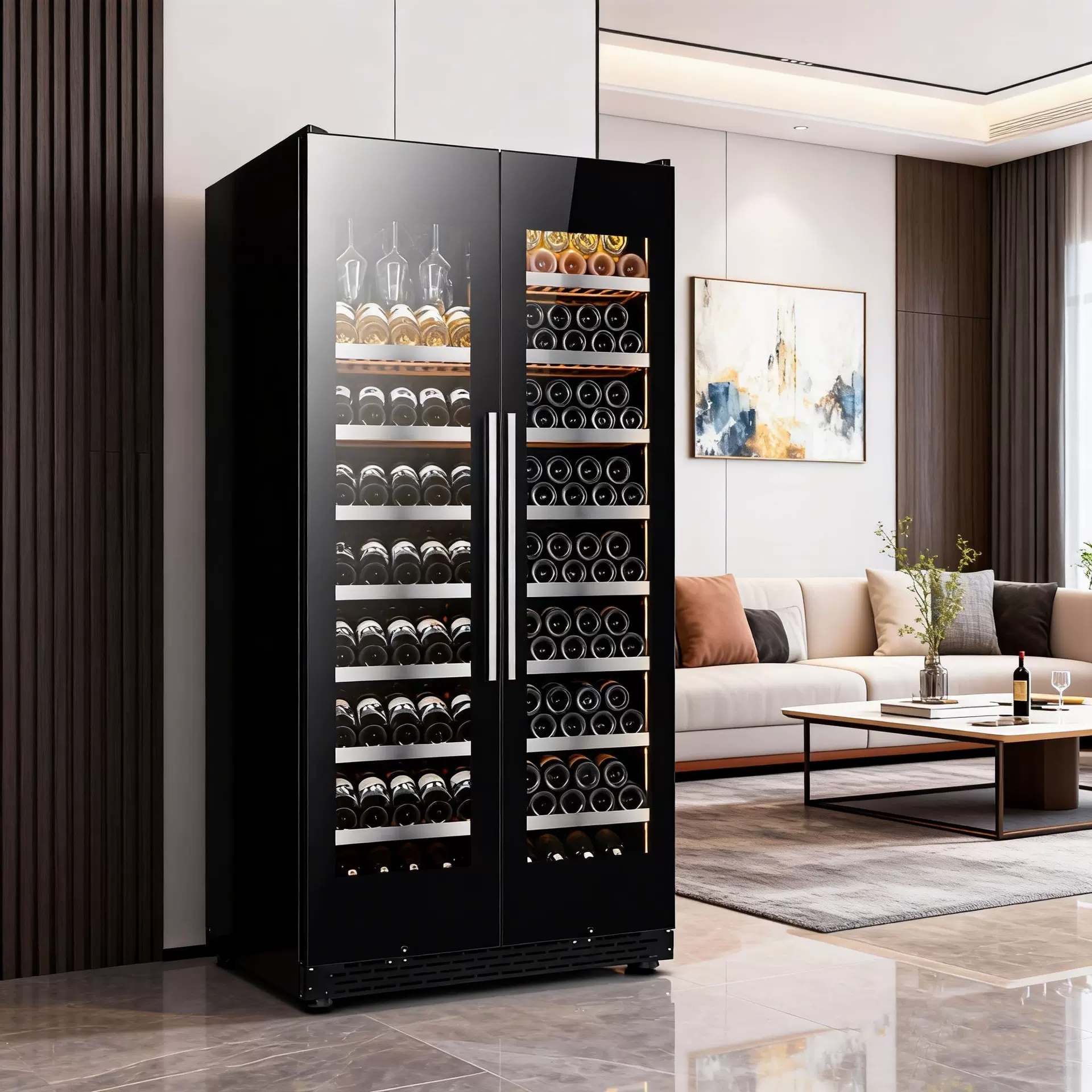 出口红酒柜恒温酒柜冰箱对开门风冷无霜家用恒湿控温红酒冷藏柜