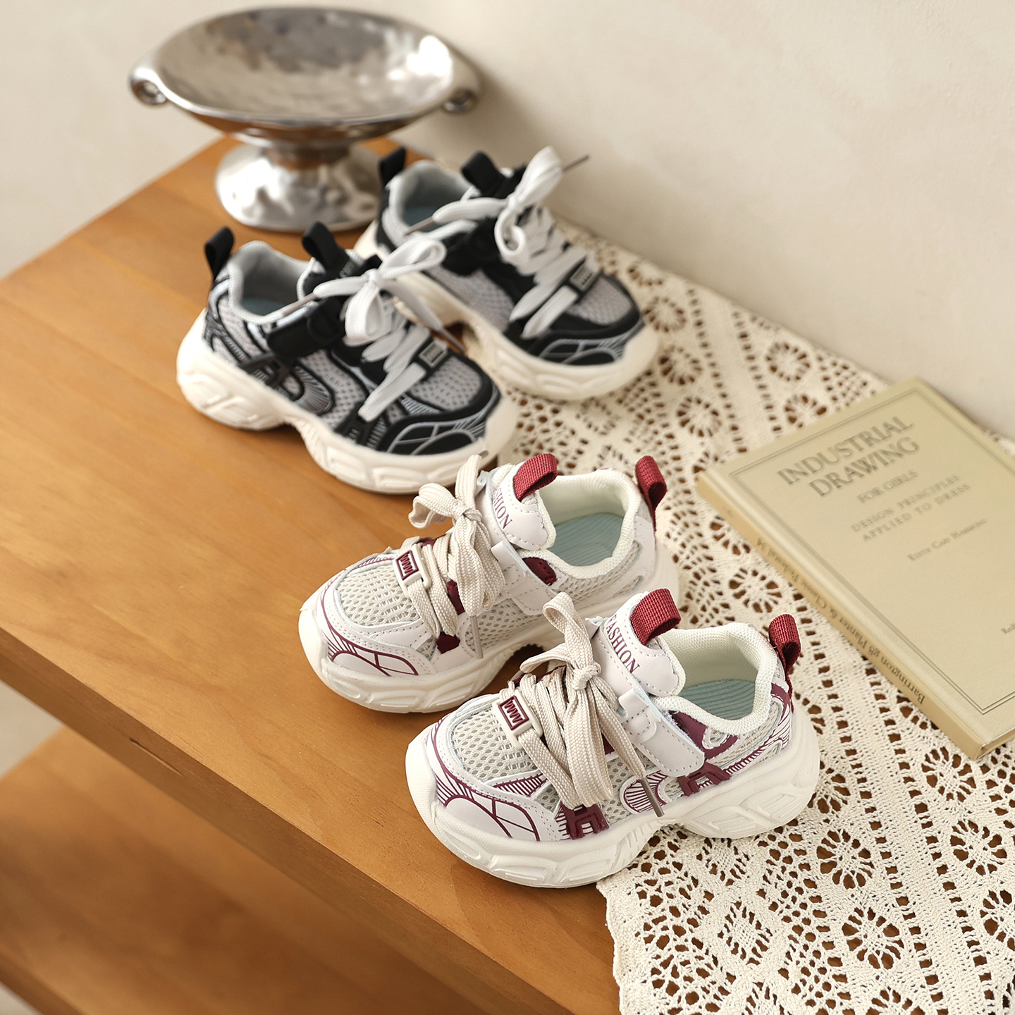 Bunte, klobige Sneaker mit Dopamin-Motiv für Kinder, rutschfeste, weiche Sohle, modische Schuhe für Jungen und Mädchen_voghion.com