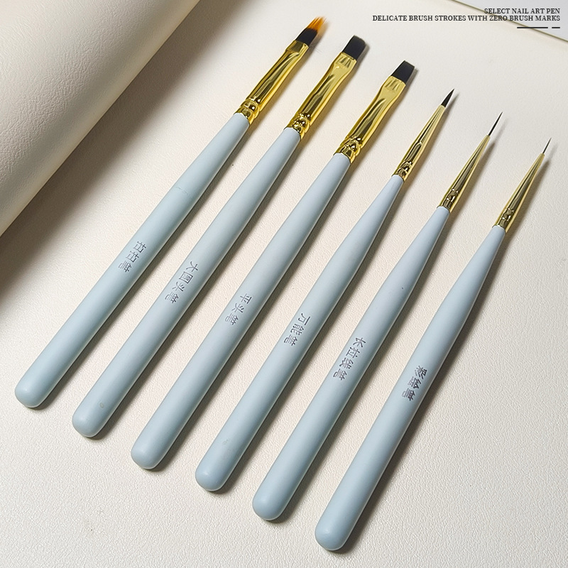 日本式ネイルペン6本のカラーブラシセットの光治療機能をスキャンして線を引いて花のカラーペンを描きます。|undefined