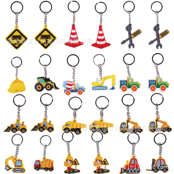 Soft Rubber Engineering building keychain backpack pendant decoration DIY in stock wholesale key chain party accessories decoration