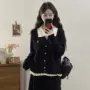 秋冬季翻领大码撞色开衫