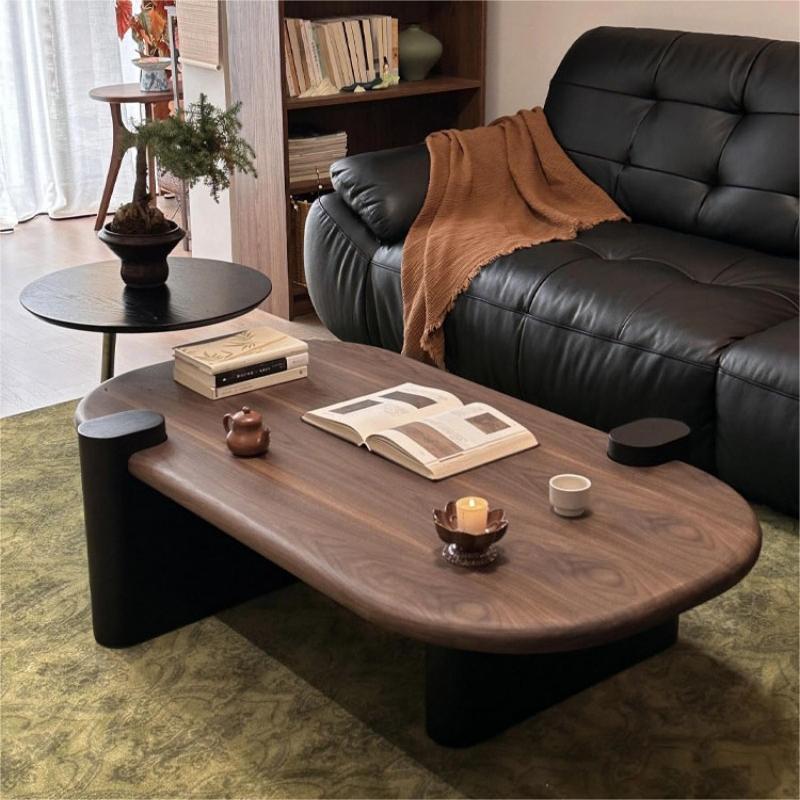Mesa de té de madera sólida de estilo medieval minimalista con un estilo retrógrado de alta calidad, mesa de sala de estar moderna y simple