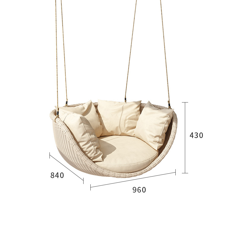 Ocio al aire libre columpio cesta silla colgante balcón interior ratán asiento terraza ratán silla individual interior Nordic mecedora image 5