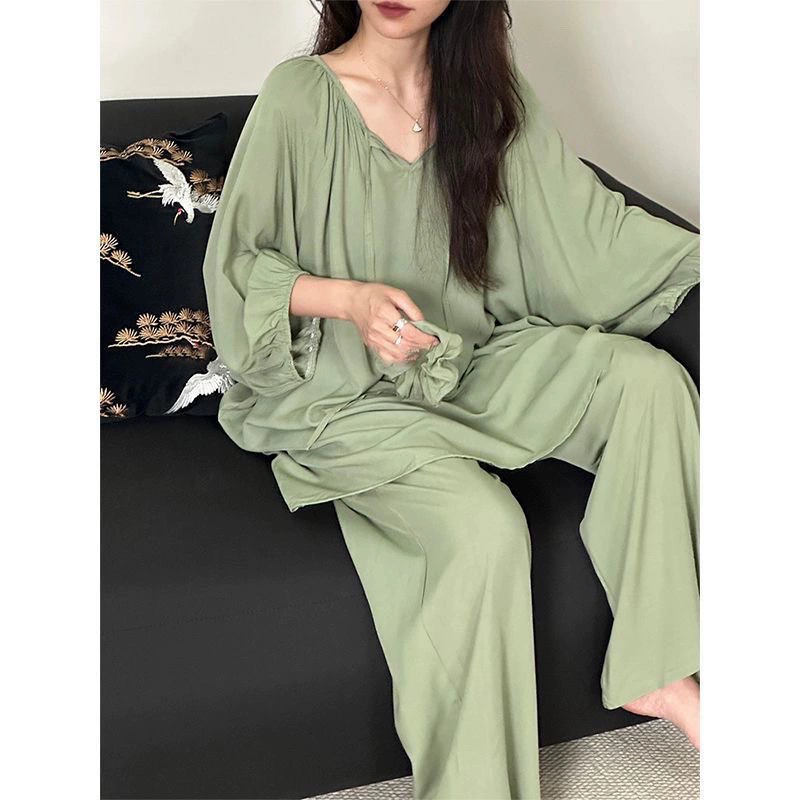 Простой премиум-смысл Leisure Wear семь рукавов Облако хлопчатобумажная пижама весной и летом удобная для кожи домашняя одежда набор