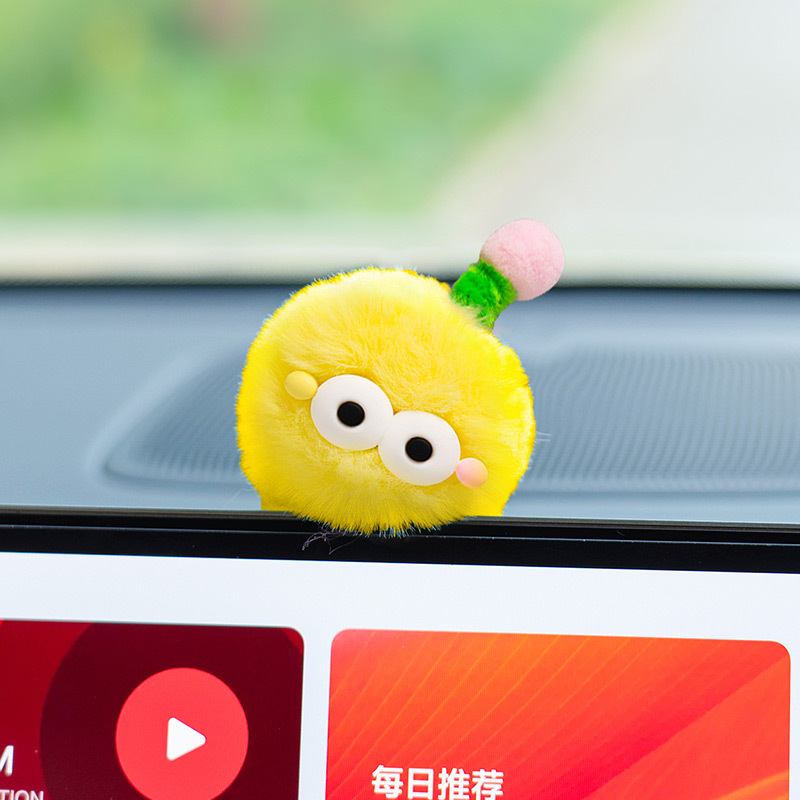 Decoración de pantalla de control central para automóviles Espejo retrovisor caricatura lindo peluche pequeño monstruo bola de pelo joyas de automóviles Decoración