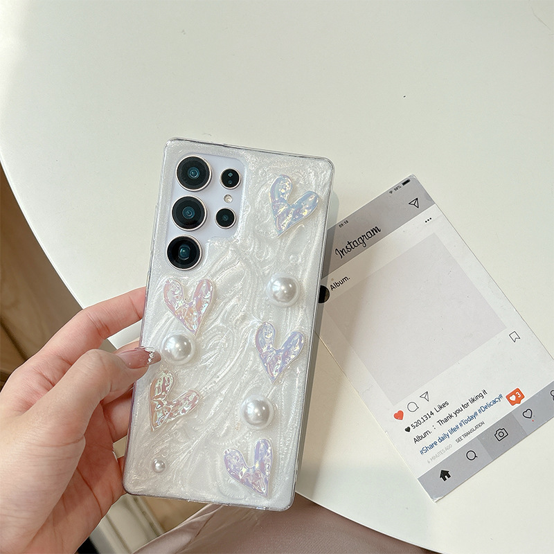 サムスン S25 ウルトラ接着剤グリッター携帯電話ケース S24 リボン S23 愛立体 A55 韓国インに適しています|undefined