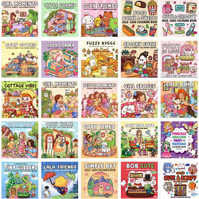 Foreign Trade GIRL MOMENTS Children's Coloring Book, Super Stress-Relieving and Healing, Adult Coloring and Doodling Book