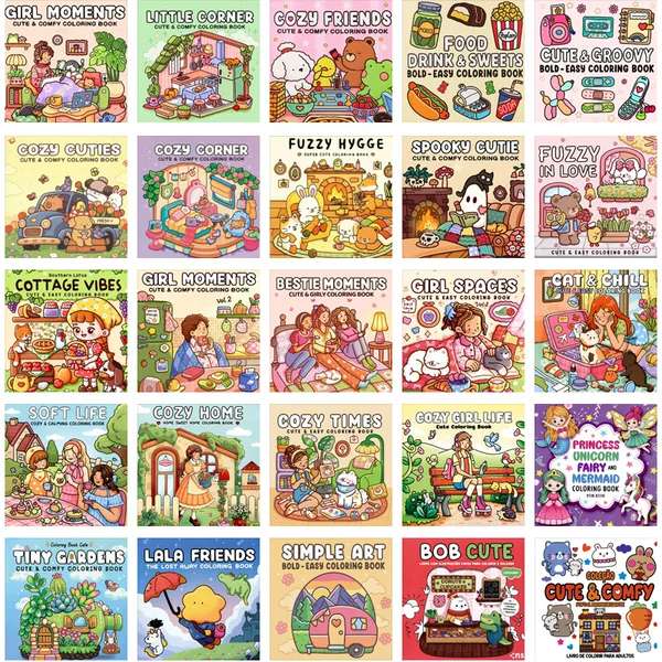 Foreign Trade GIRL MOMENTS Children's Coloring Book, Super Stress-Relieving and Healing, Adult Coloring and Doodling Book
