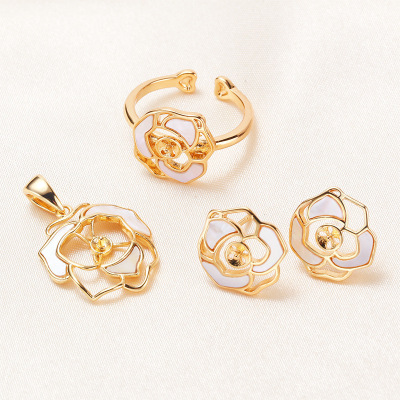 [Suit support]Pearl parts Base bracket Camellia suit parts Free chain Real gold plating