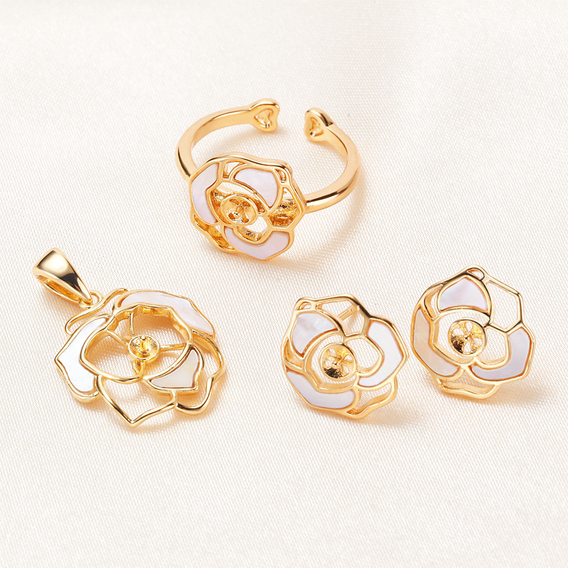 [Suit support]Pearl parts Base bracket Camellia suit parts Free chain Real gold plating