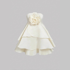 ヨーロッパとアメリカのクロスボーダー婦人服アプリコット花柄チューブトップショートドレスアプリコット花装飾エレガントプリンセスドレス